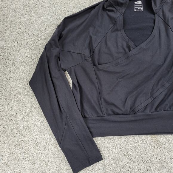 The North Face Womens Flashdry Hoodie XL Black Crisscross Cropped Thumb Holes - Picture 10 of 16